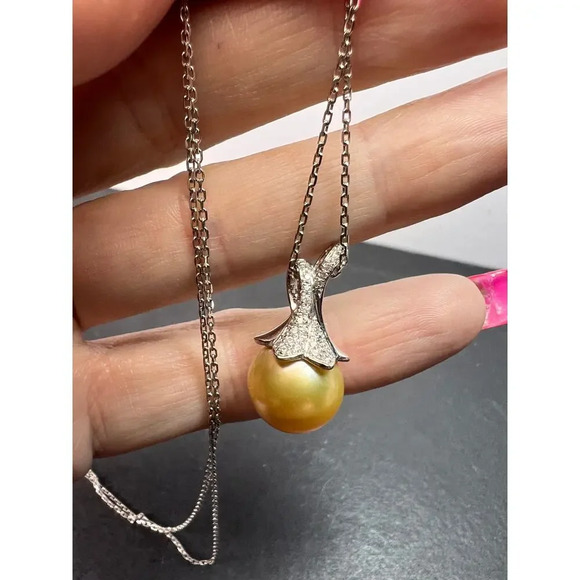 South seas pearl pendant and chain in sterling silver - Picture 11 of 11